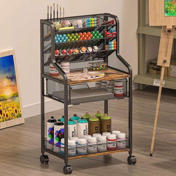 Small Rolling Utility Cart with Drawer and Dividers