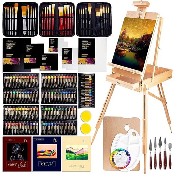 163-Piece French Easel Painting Set with Supplies