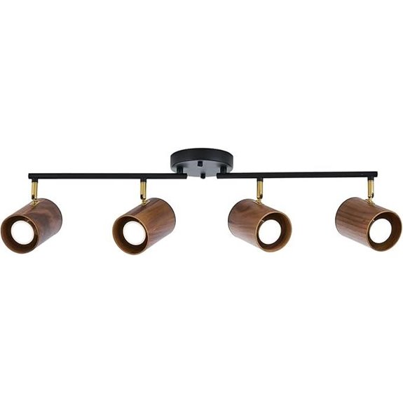Modern 4-Light Track Lighting Kit with Wood Shades