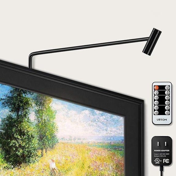 LED Picture Light with Remote Dimmable Black Brass