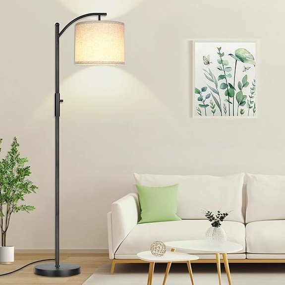 ROTTOGOON Dimmable Arc Floor Lamp with Linen Shade