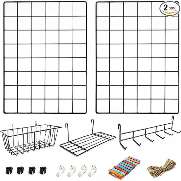 2 Pack Wire Wall Grid Panels with Accessories