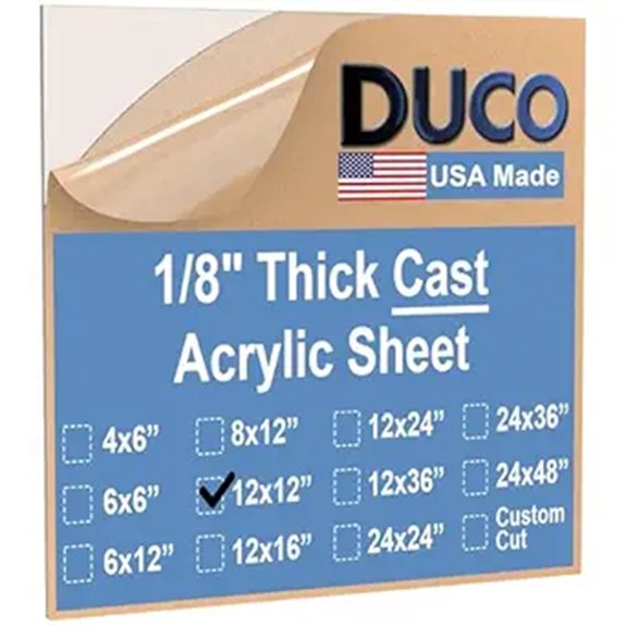 Duco USA Clear Acrylic Sheet 12 x 12 1 Pack