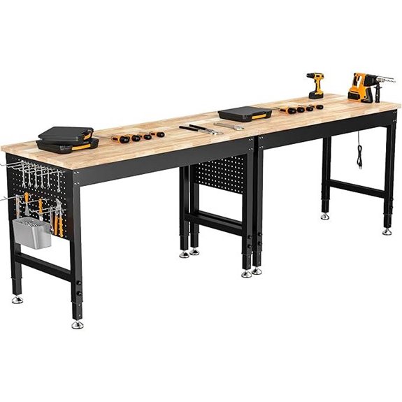 Heavy Duty 96 Adjustable Workbench with Power Outlets