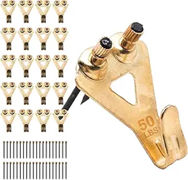 Heavy Duty Brass Picture Hanging Hooks (20 Pack)