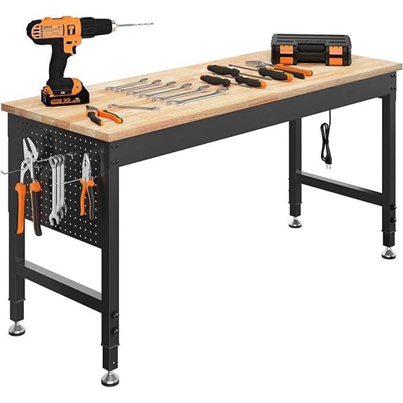 Heavy Duty Adjustable Workbench with Power Outlets