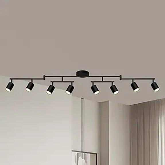 8-Light Matte Black Adjustable LED Track Lighting
