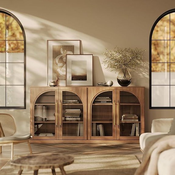 BELLEZE 65 Arched Sideboard with Glass Doors