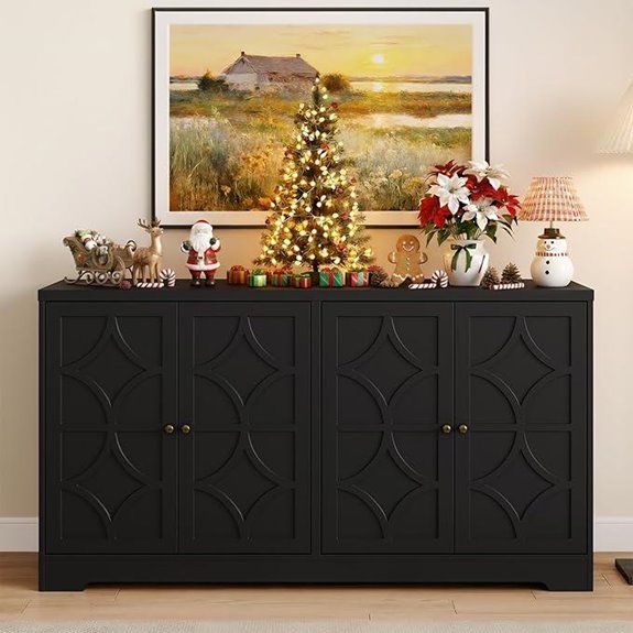 RoyalCraft Black Sideboard Buffet Cabinet with Shelves
