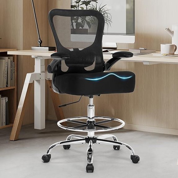 Ergonomic Drafting Office Chair with Footrest and Breathable Fabric