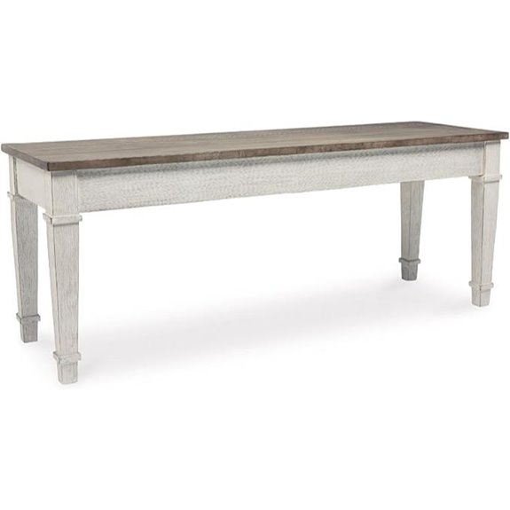 Signature Design Farmhouse Storage Bench White & Light Brown
