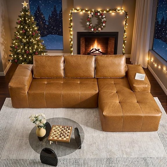 114-In Faux Leather Modular Sectional Sofa with Chaise