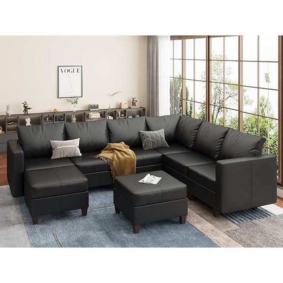 EASE MOOSE Faux Leather U-Shaped Sectional Sofa