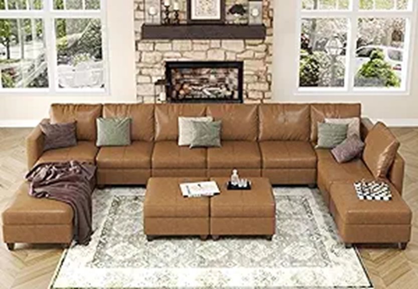 EASE MOOSE Faux Leather U-Shaped Sectional Sofa