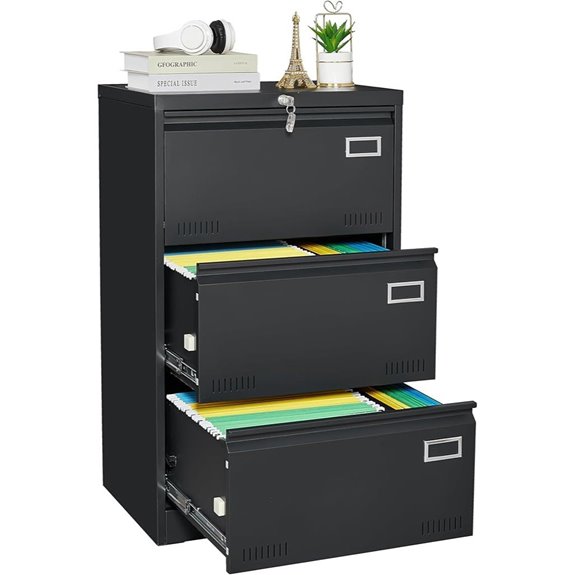 Lockable Fire-Resistant Filing Cabinet with 3 Drawers