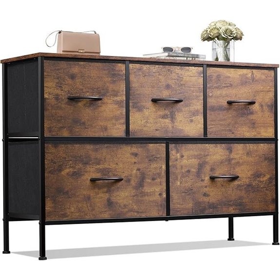 WLIVE 5-Drawer Fabric Dresser for Bedroom