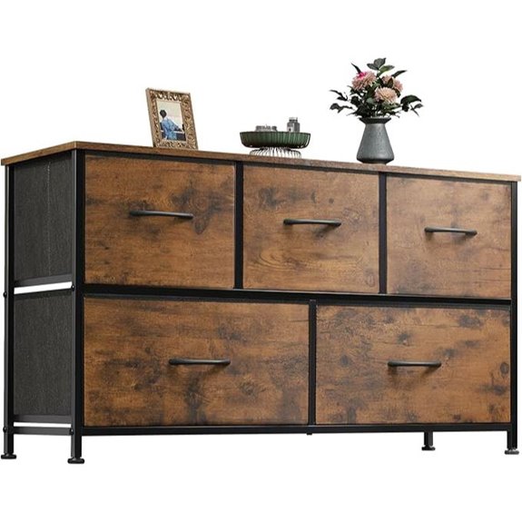 WLIVE 5-Drawer Fabric Dresser for Bedroom Storage