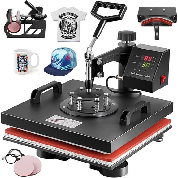 5-in-1 15x15 Heat Press Machine for T-Shirts