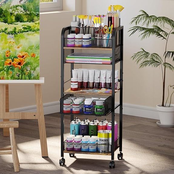 5-Tier Metal Rolling Utility Cart with Drawer