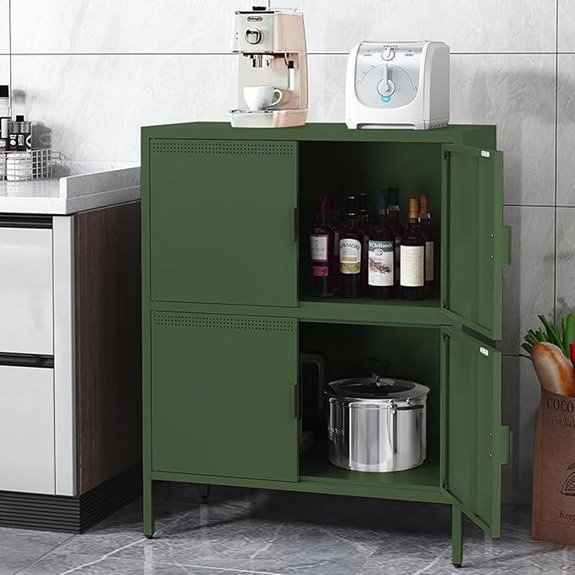 Metal Locker Storage Cabinet with 4 Doors and Shelves