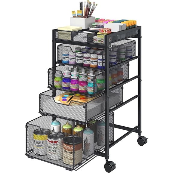 Rolling Utility Cart with 4 Drawers and Lockable Wheels