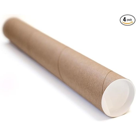 4-Pack Kraft Mailing Tubes with Caps