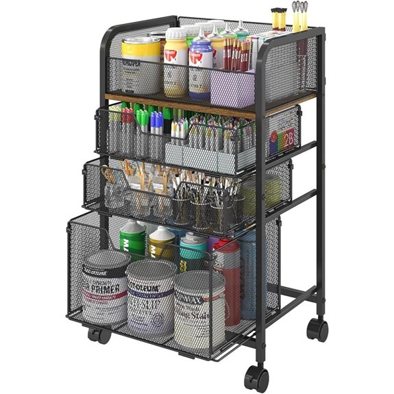 4-Tier Rolling Utility Cart with Drawers