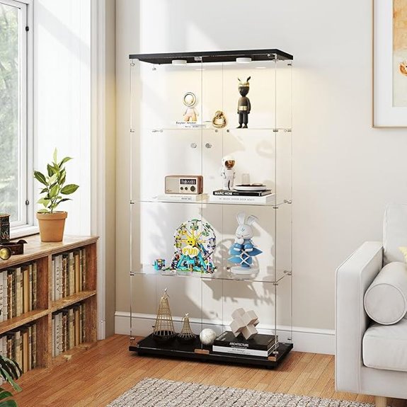 Tempered Glass Display Cabinet with Lights and Lock