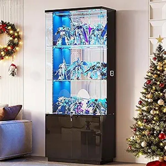 Lvifur 71” Glass Display Cabinet with Lights
