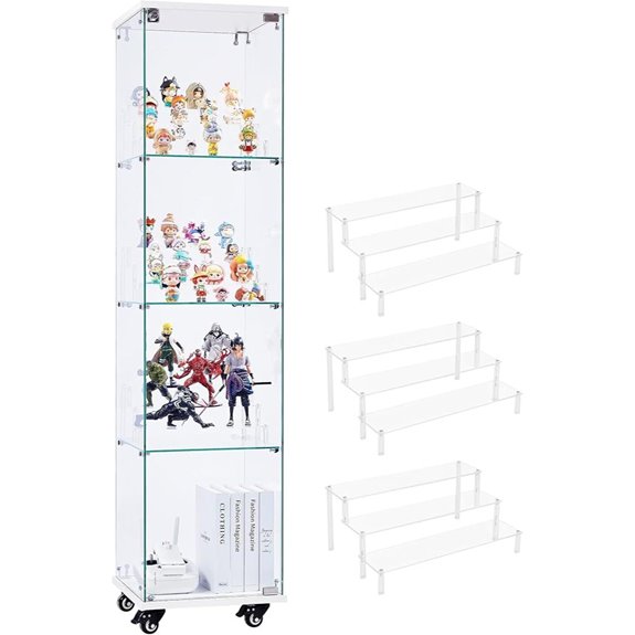 4-Tier Glass Display Cabinet with Locking Door