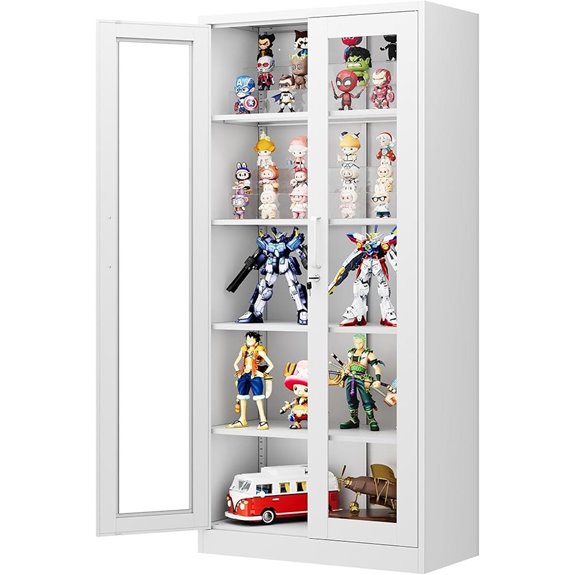 Glass Display Cabinet 71 Metal Shelves with Lock