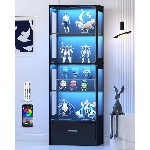 Display Cabinet with Glass Doors and LED Lights