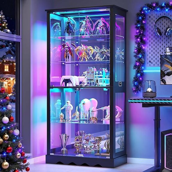 Display Cabinet with Glass Doors and RGB Lights