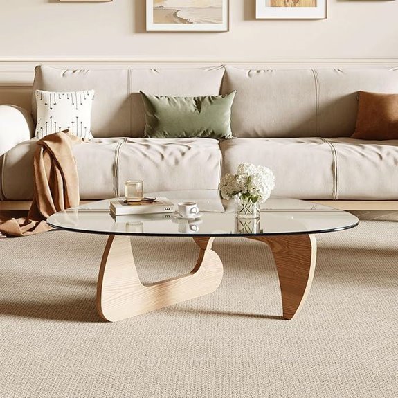 Modern Coffee Table with Glass Top and MDF Base