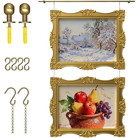 Glod Brass Gallery Rail Kit for Art Display