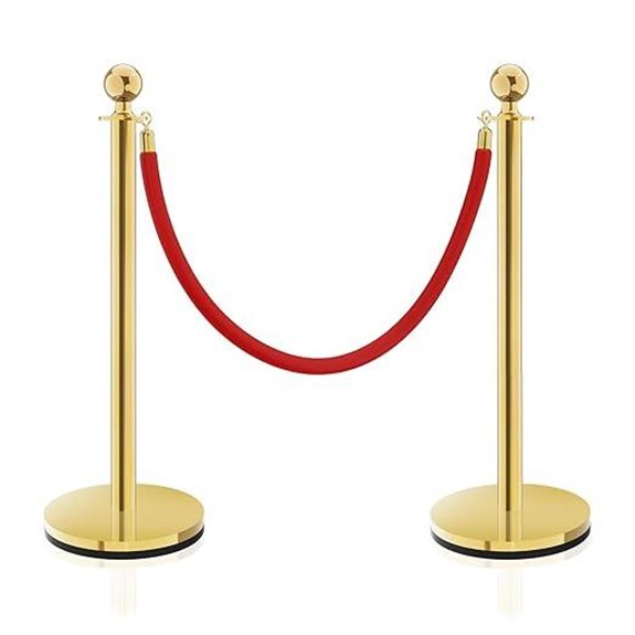 Gold Stanchions & Ropes for Events (2PCS)