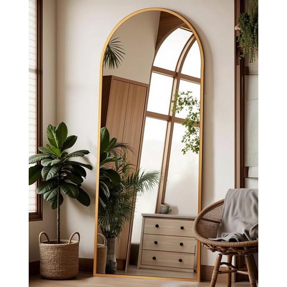 Antok Full Length Gold Floor Mirror with Stand