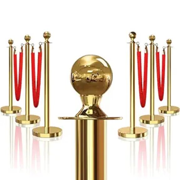 6PCS Gold Stanchions with Red Velvet Rope Set