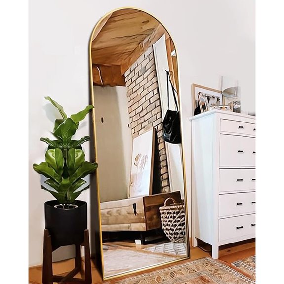 Gold Full-Length Floor Mirror with Stand