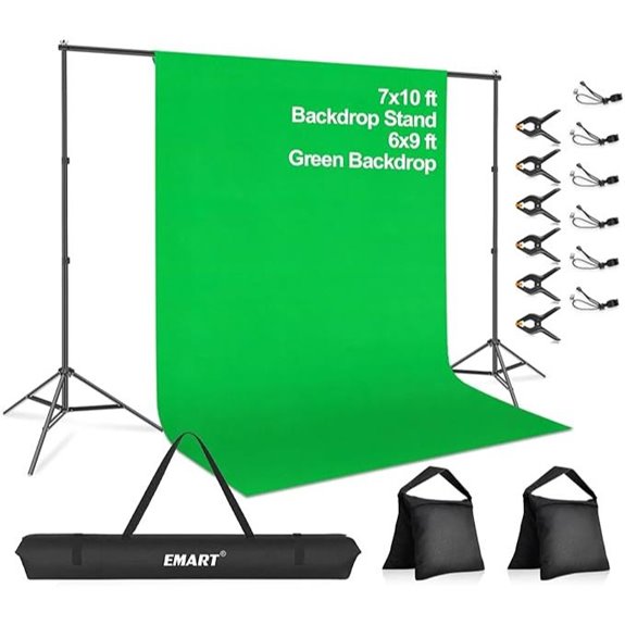 EMART Green Screen Backdrop Stand Kit with Chromakey Curtain