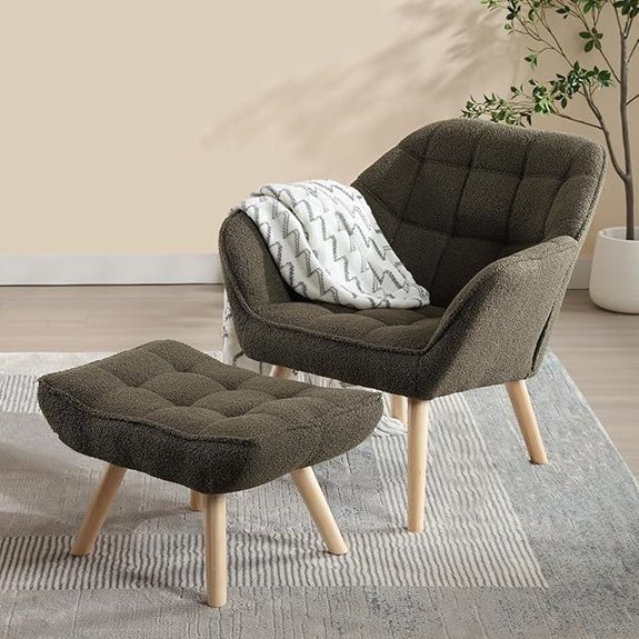 Sherpa Accent Chair with Ottoman Green Modern Lounge