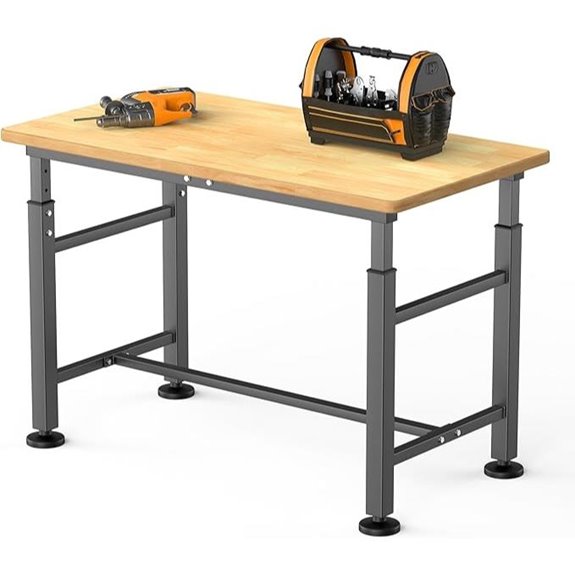 TORACK Adjustable Heavy-Duty Workbench with Rubberwood Top