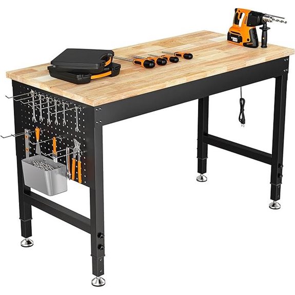 Adjustable Heavy Duty Workbench with Power Outlets