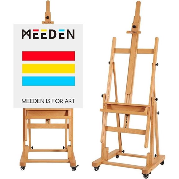 MEEDEN Heavy-Duty Beech Artist Easel with Locking Wheels