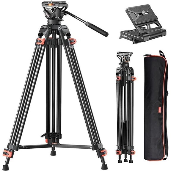 COMAN 74 Heavy Duty Camera Tripod with Fluid Head