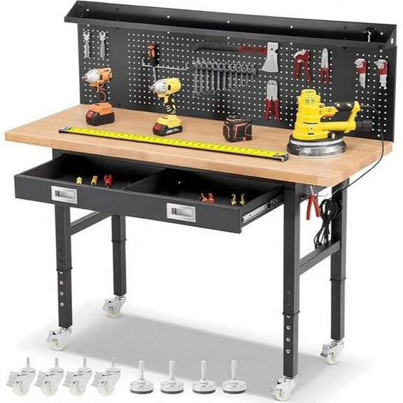 Heavy Duty Mobile Workbench with Drawers and Outlets