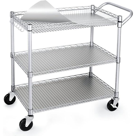 Heavy Duty Rolling Utility Cart with Shelf and Handle