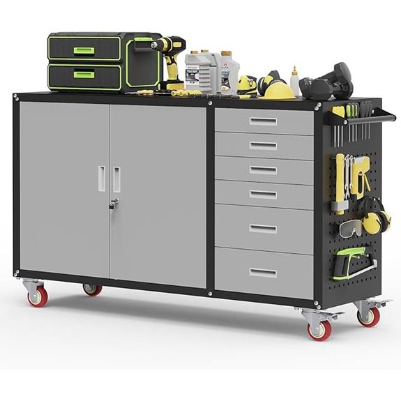 Heavy Duty Rolling Workbench with Storage and Pegboard