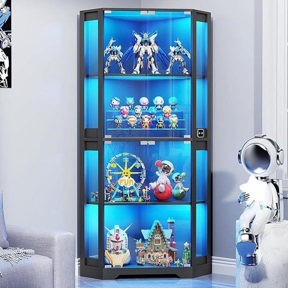 Lighted 65 Glass Display Cabinet with LED Lights