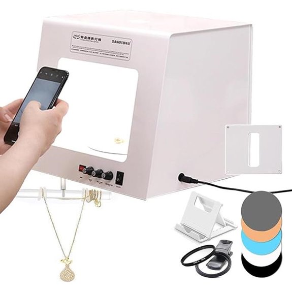 Electric Jewelry Photo Light Box with Dimmable Turntable